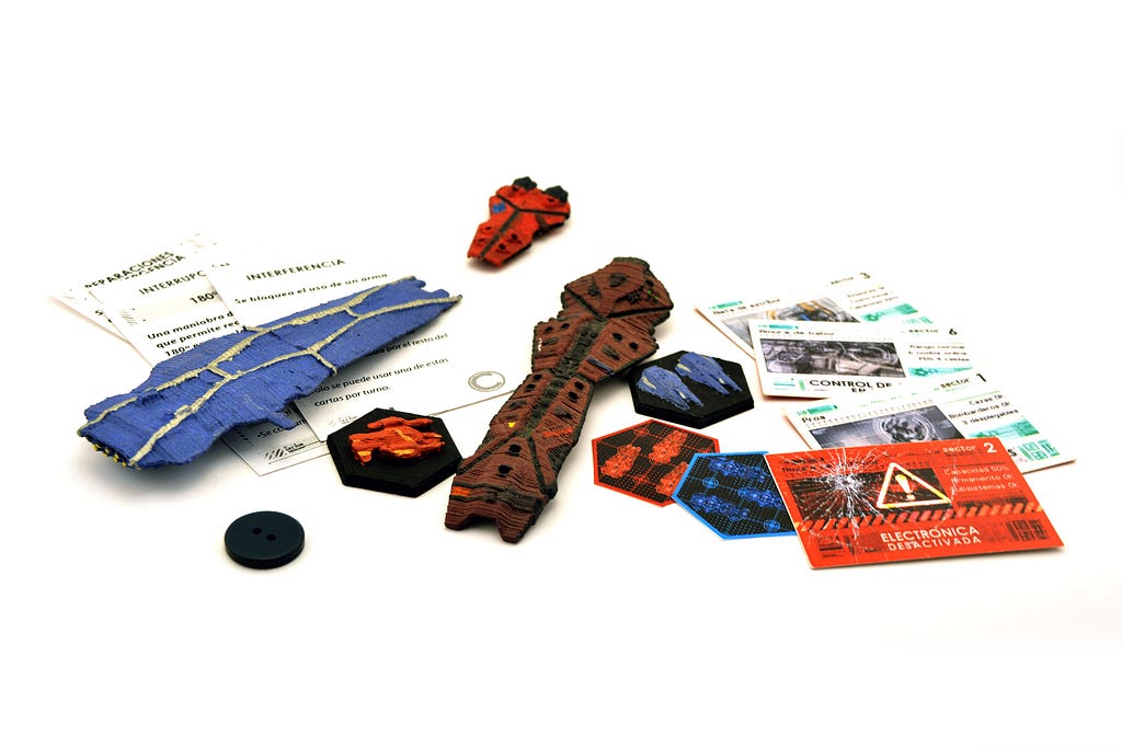 A bunch of prototype components from different versions of the game.