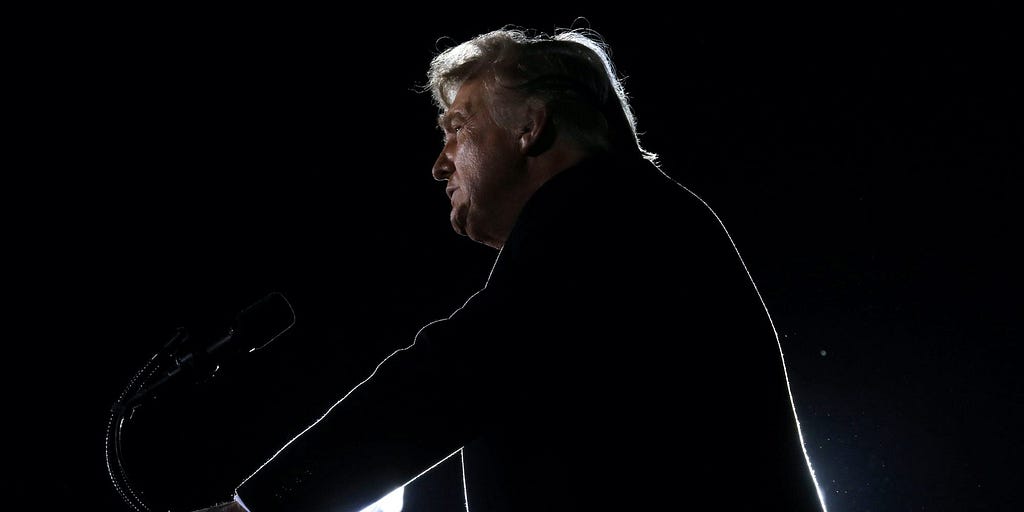 Then-President Donald Trump addresses a campaign rally in Dalton, Georgia, US, on January 4, 2021.