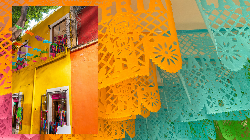 Papel picado in various colours