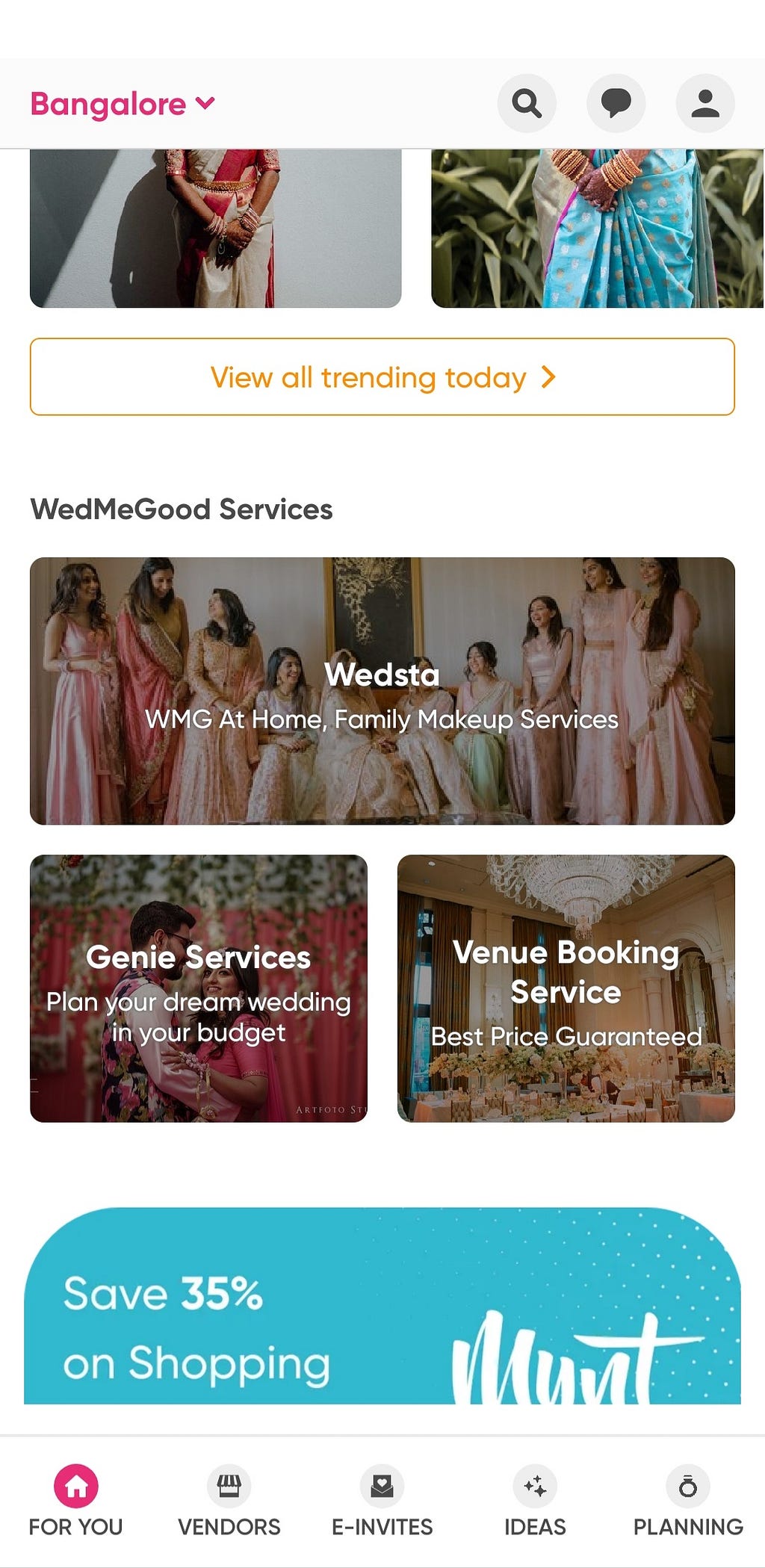 Paid packages of WedMeGood