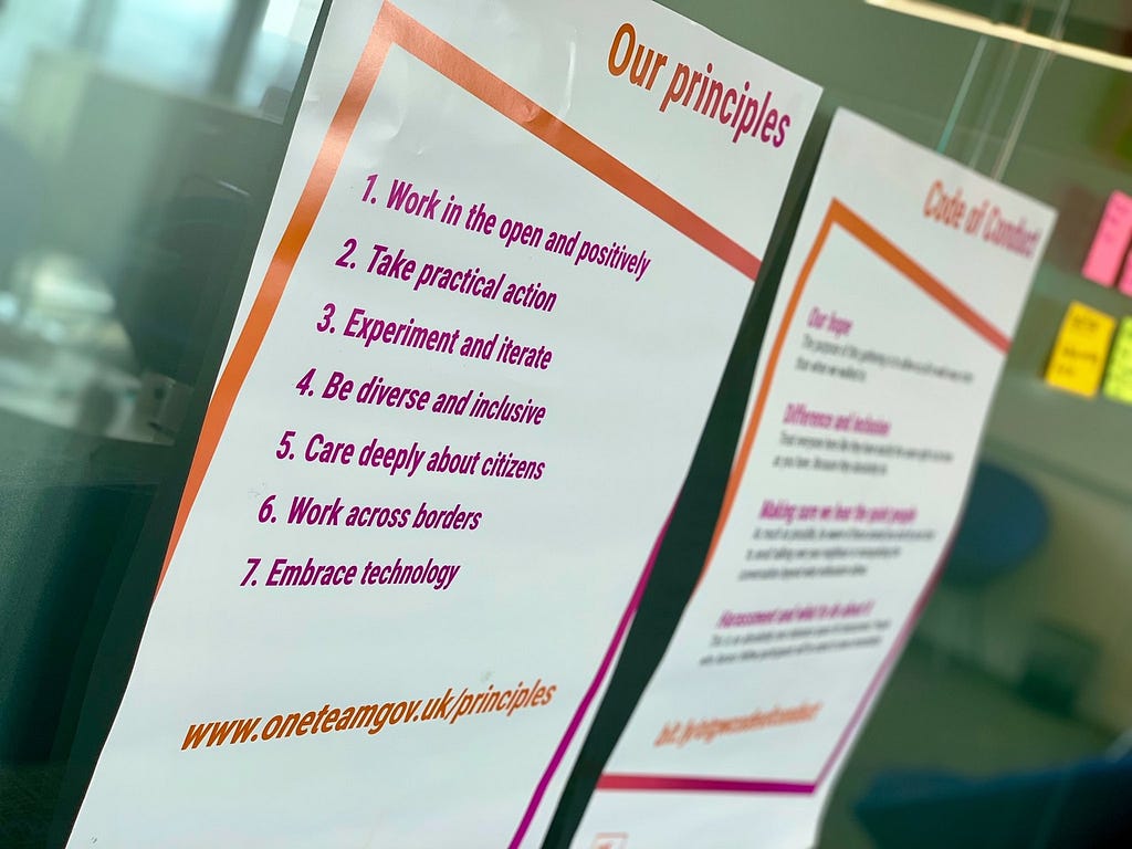 Poster of the OneTeamGov principles — https://www.oneteamgov.uk/principles