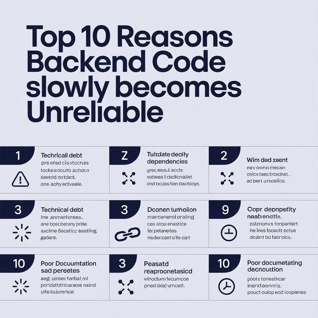 Top 10 Reasons Backend Code Slowly Becomes Unreliable