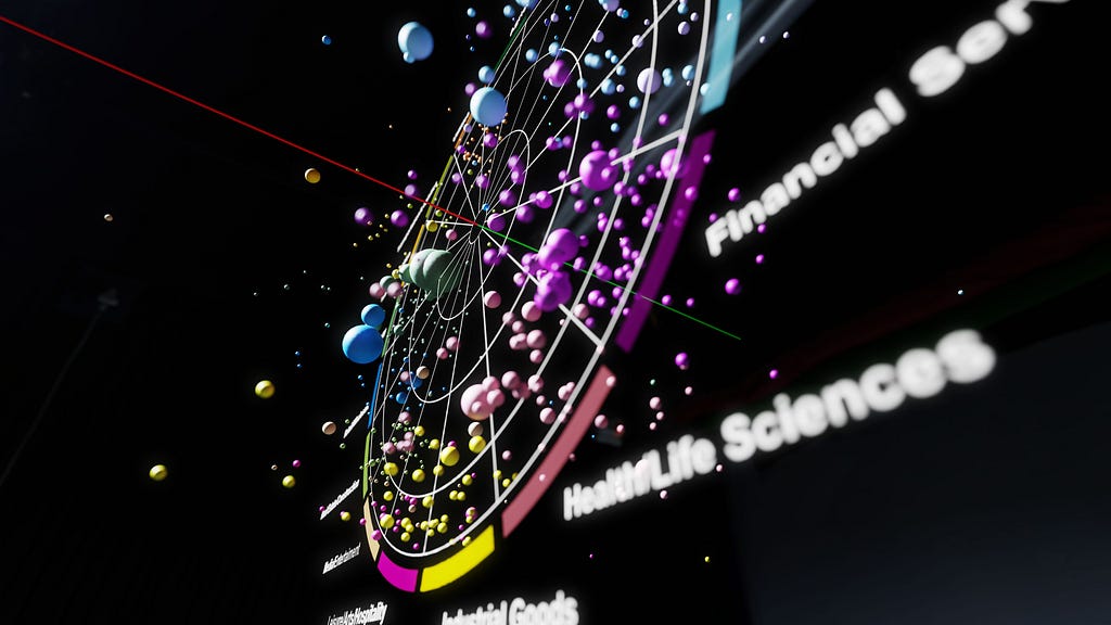 The entire U.S. stock market visualized in 3D as seen in the Wall Street Journal Stock Data on Magic Leap