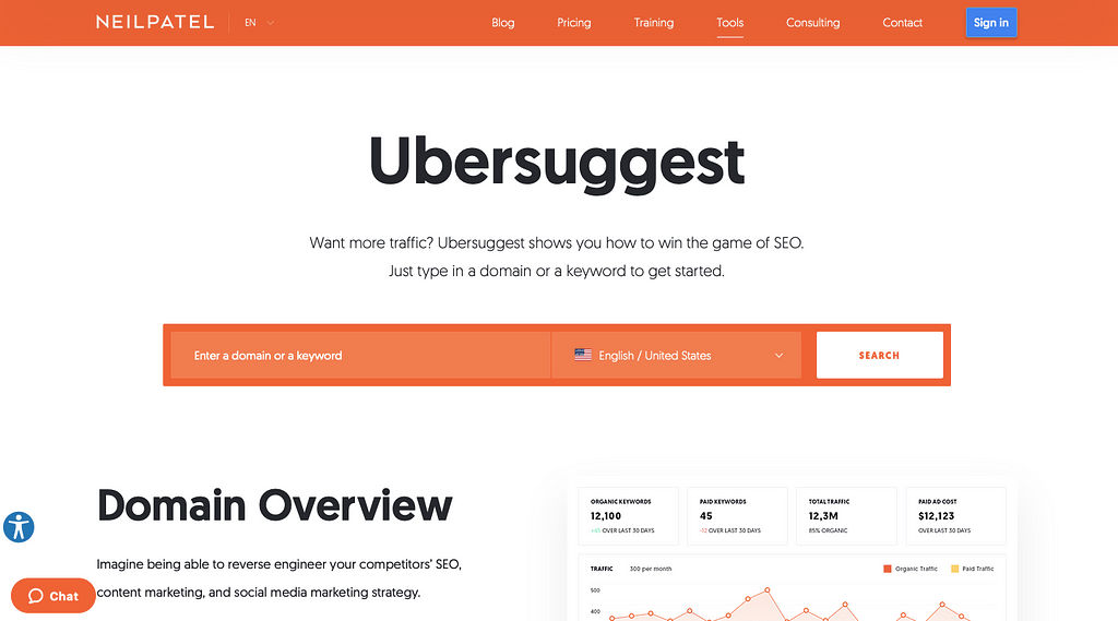 A look into Uber Suggest, a platform by Neil Patel allowing you to improve your site’s SEO