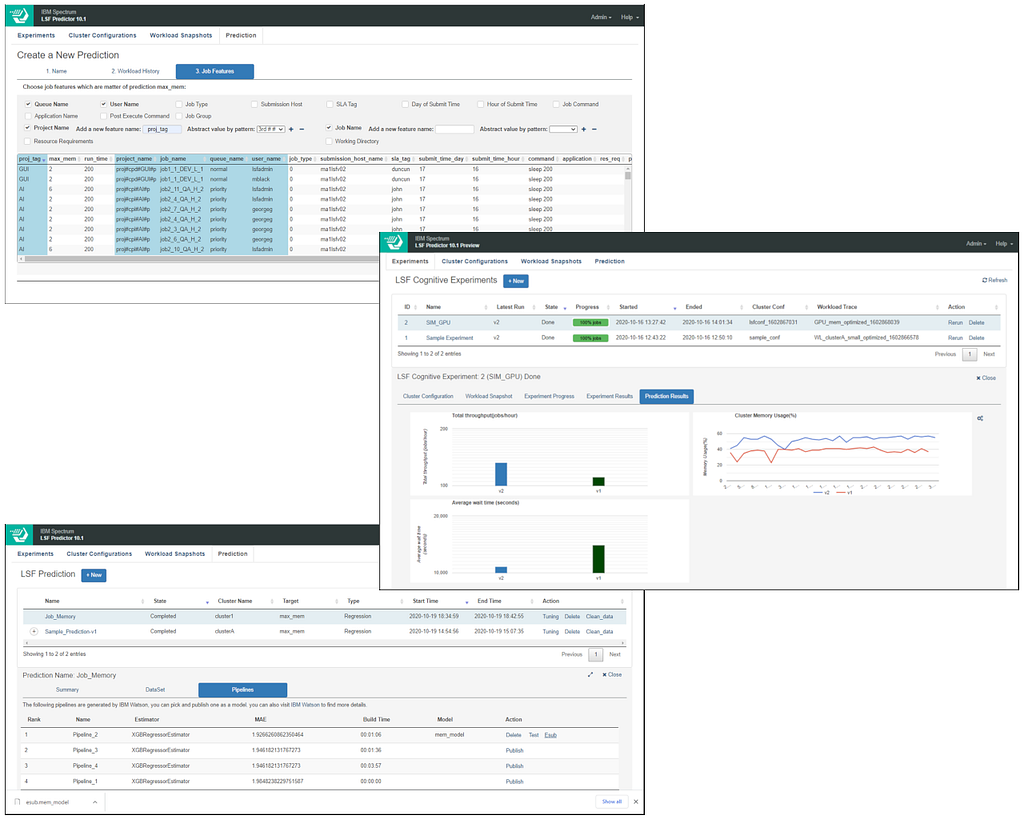 screenshots of IBM Spectrum LSF