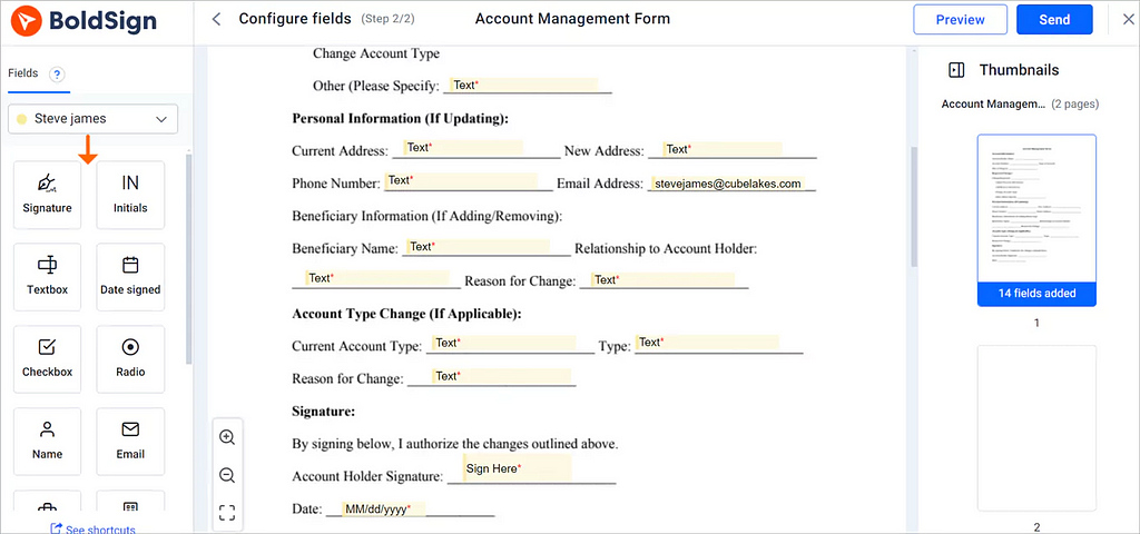 Form fields