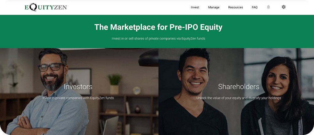 EquityZen Homepage screenshot