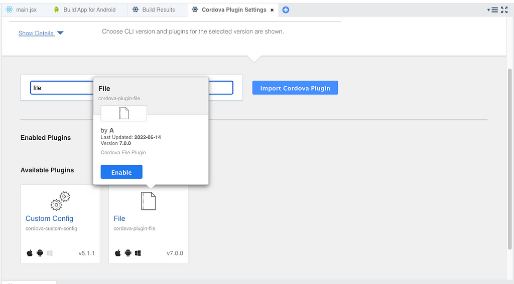 Import Cordova plugins using Monaca Cloud IDE