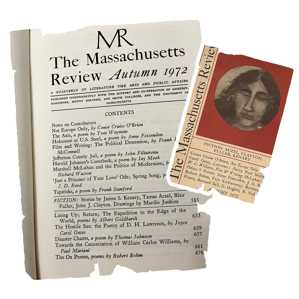 The Massachusetts Review cover and table of contents