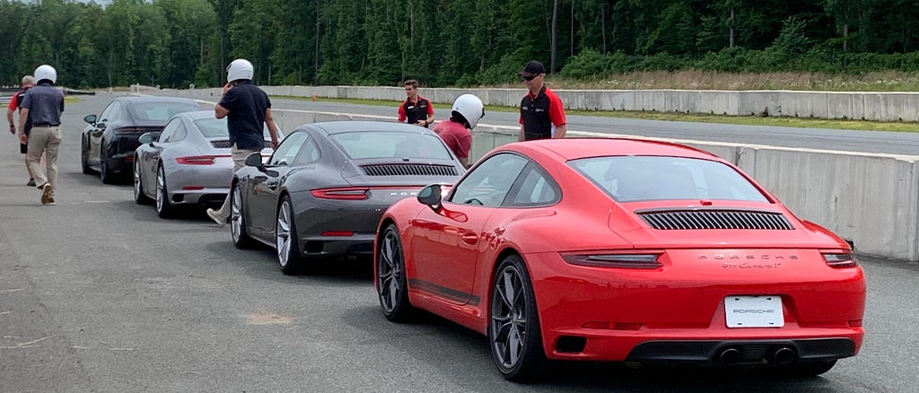 Porsche lineup at Dominion Raceway, Thornburg, VA, USA. IMAGE CREDIT: Laurel Haak CC-BY-4.0