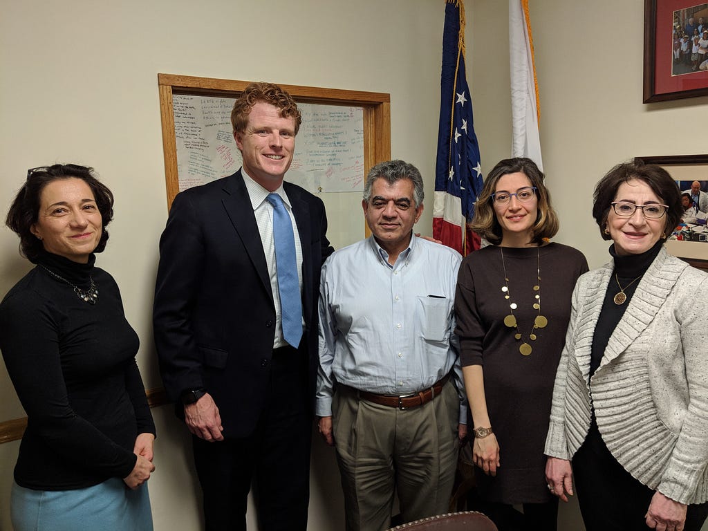 NIAC Action Boston Chapter volunteers meeting with Rep. Kennedy (MA-4).