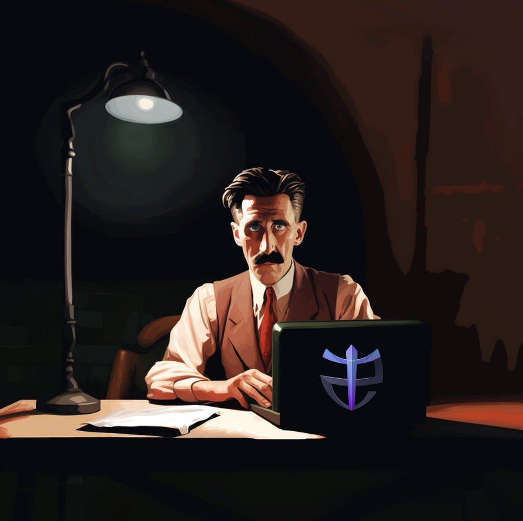 George Orwell sits disturbed at his True Nation laptop