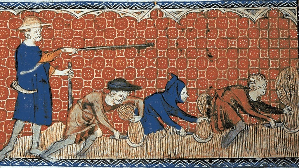 Medieval painting of plebs working
