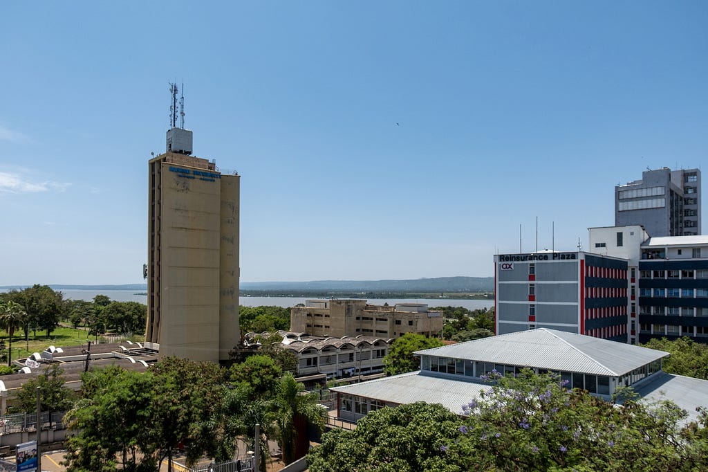 Buildings with a view to the lake.