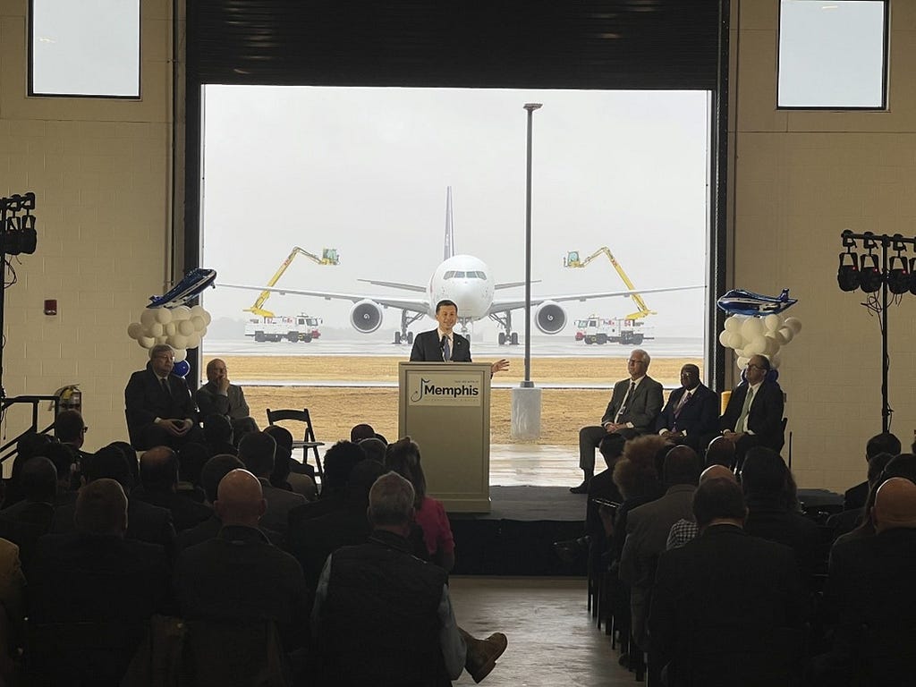 Secretary Buttigieg delivers remarks at the Memphis airport.