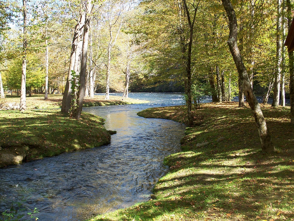 The Nantahala River in western North Carolina, located within the Nantahala National Forest.
