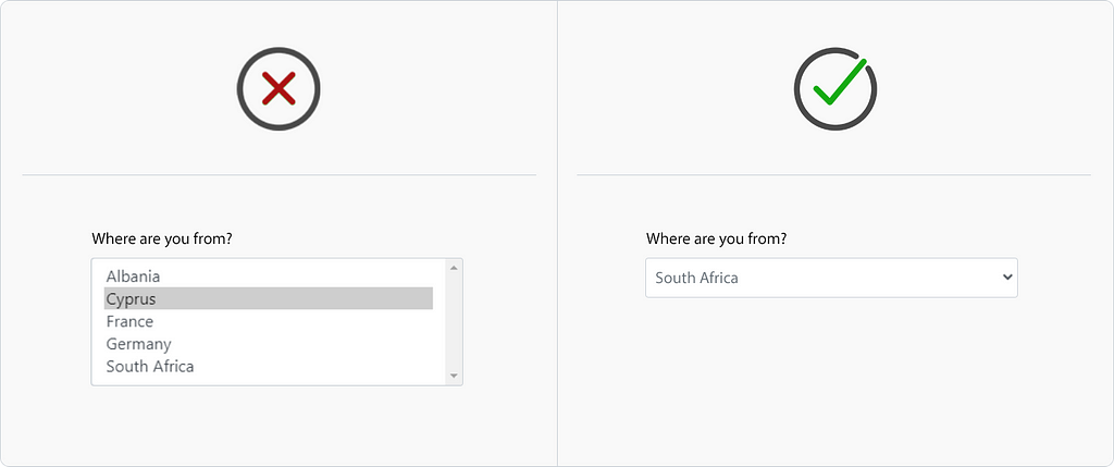 Avoid multi-select dropdowns when a single select dropdown will do