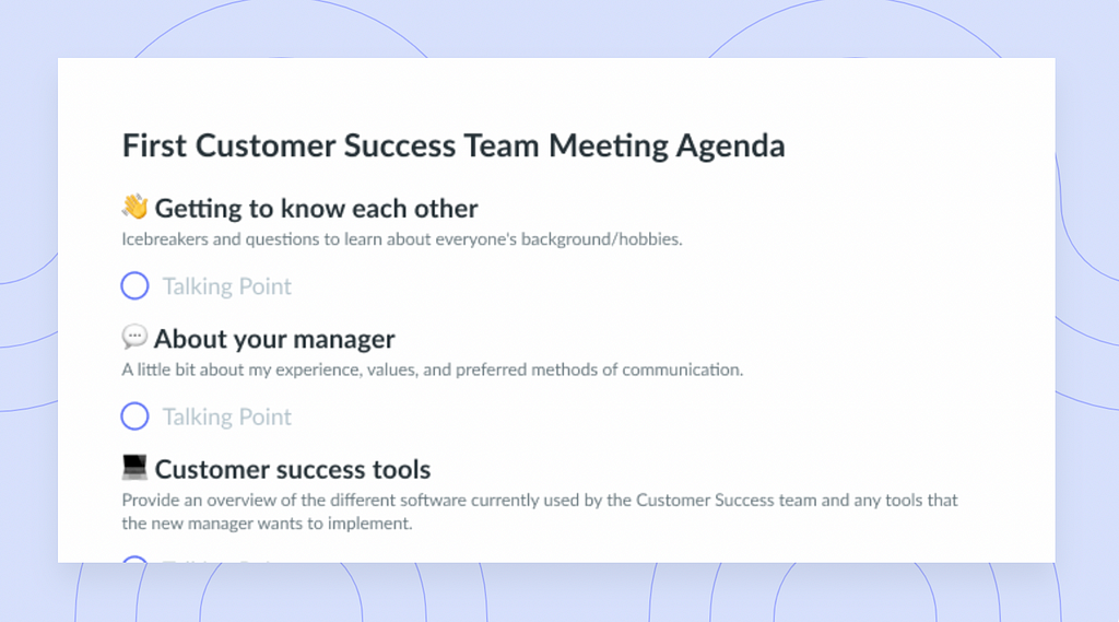 https://fellow.app/meeting-templates/first-customer-success-team-meeting-agenda/