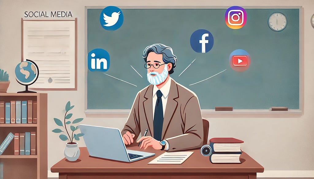 An educator buidling his online presence on multiple social media platforms