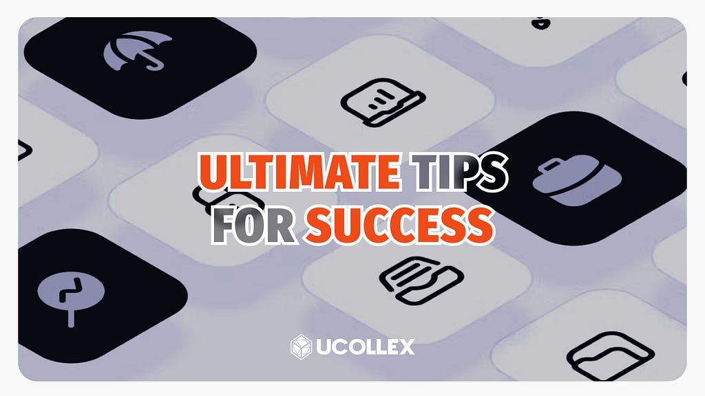 Miscellaneous icons. Caption reads: Ultimate Tips For Success