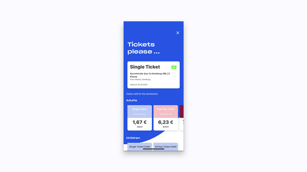 Ticket view of the new HVV app