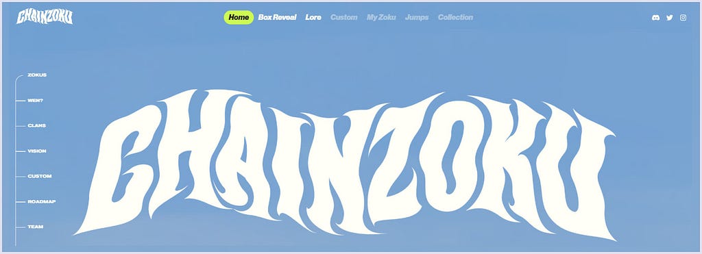 Decorative font on Chainzoku website