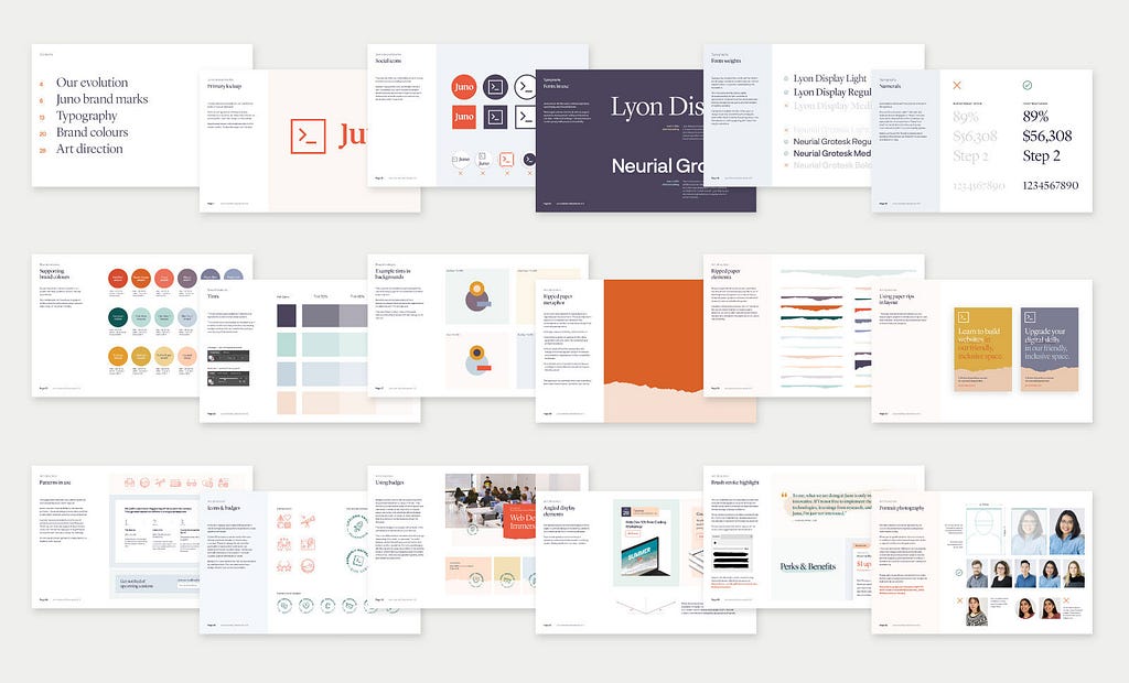 Juno College of Technology visual identity and brand standards guide design