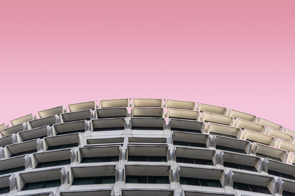 Pierre Châtel-Innocenti took this photo of stacked concrete with a pink hue added to the image.