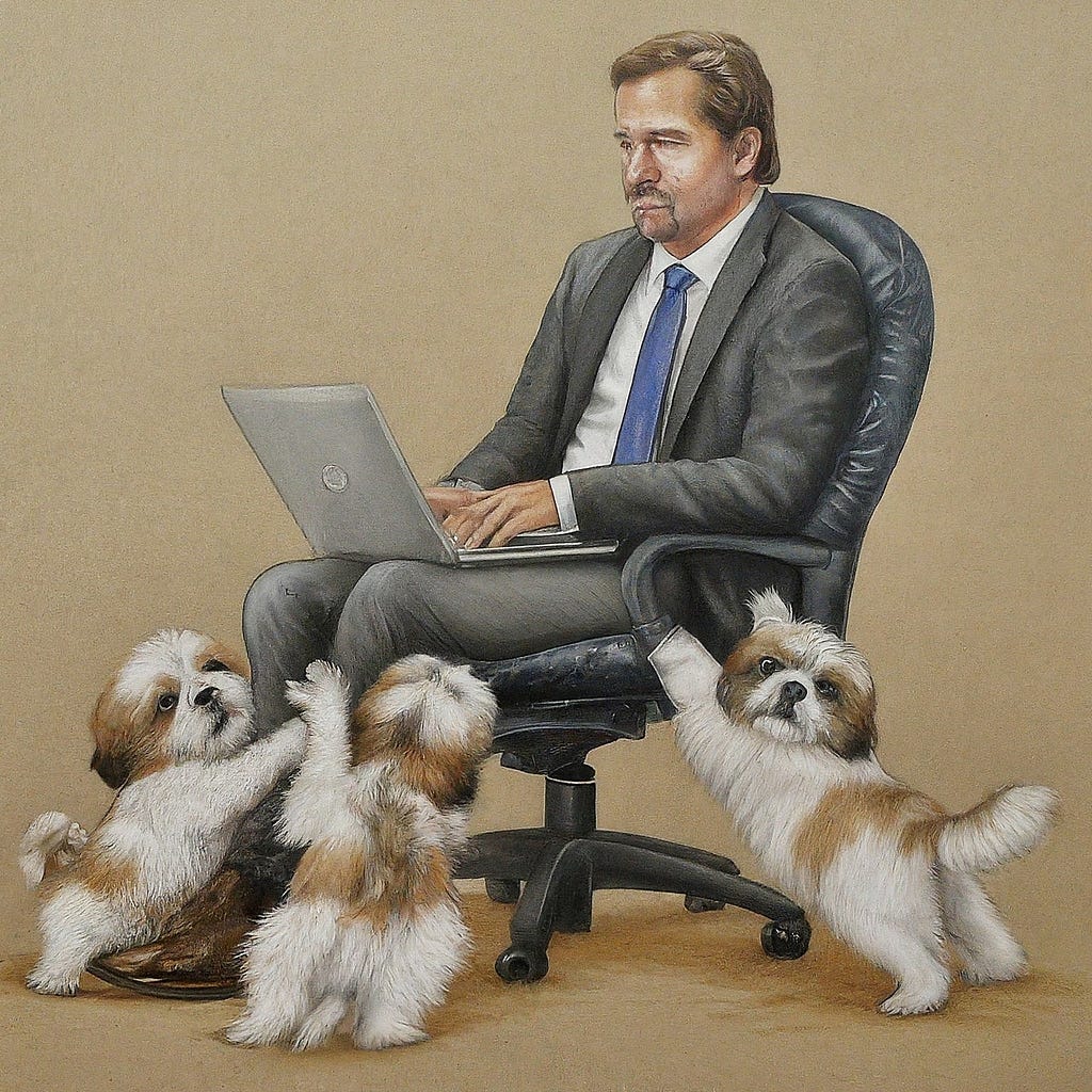 An example of image generation by Google’s ImageFX, where a “shih tzu dad” is rendered as a human dad of shih tzu pups.