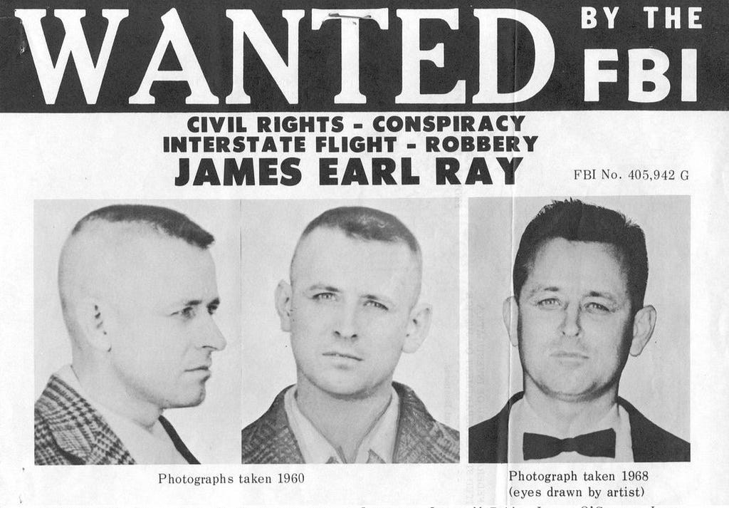FBI Wanted Poster for James Earl Ray
