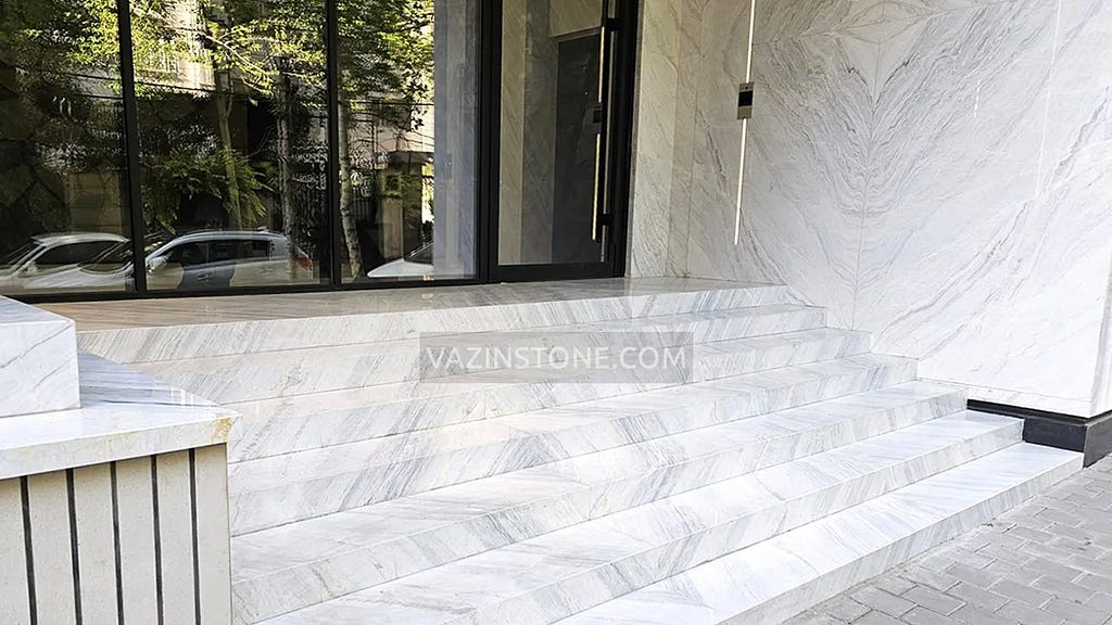 using crystal marble on the entrance of the building