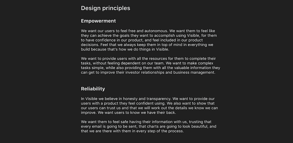 Design principles of Visible