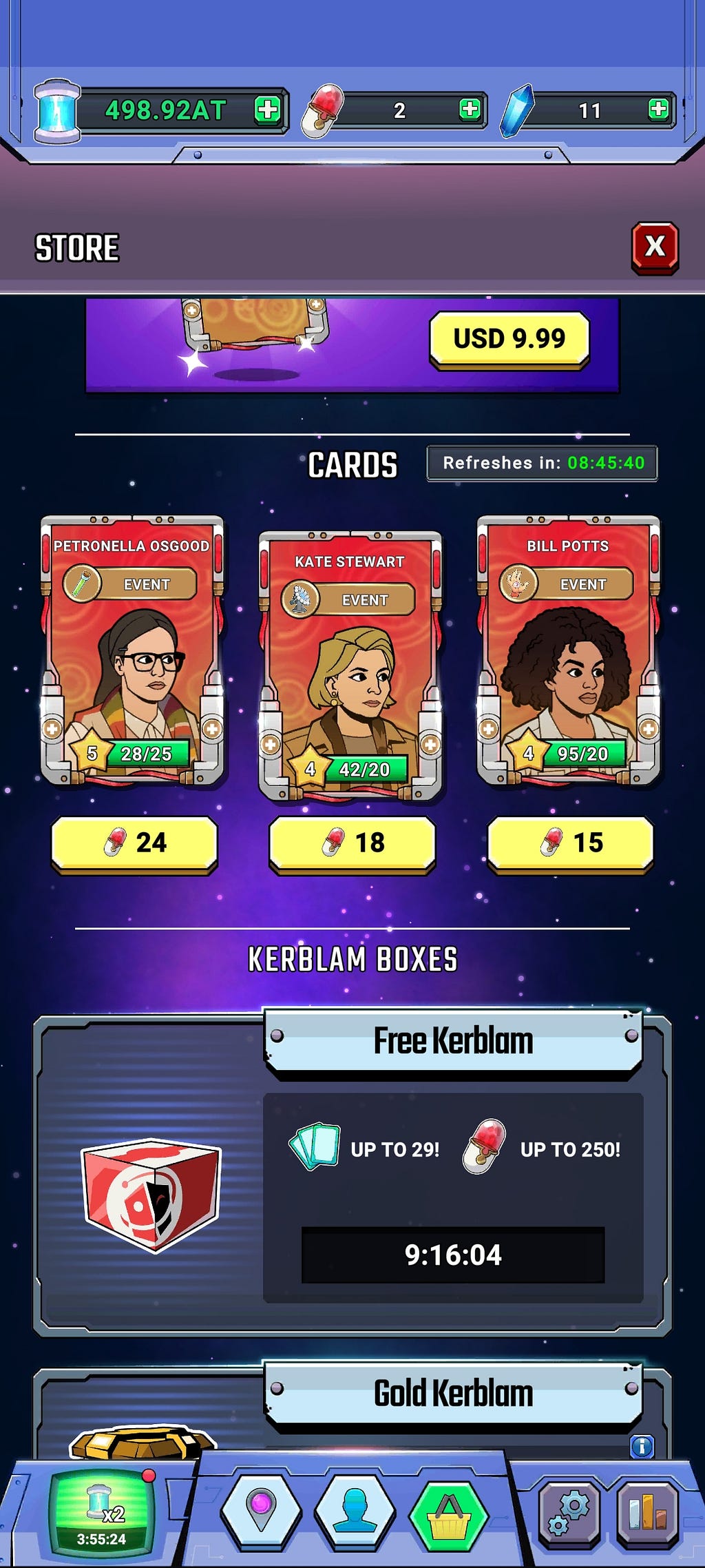 My free kerblam timer, showing over 9 hours, instead of 2.