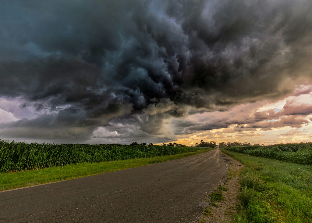 Image of a Thunderstorm over a rural road