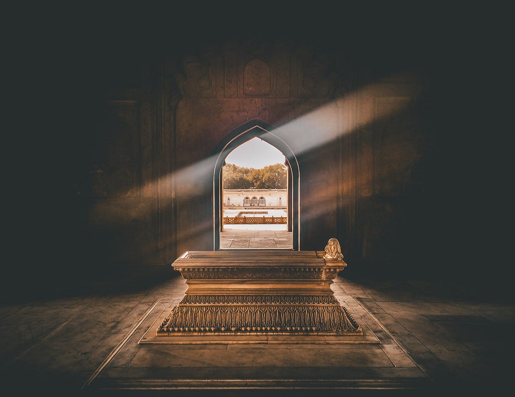 Ancient-looking tomb in a palace