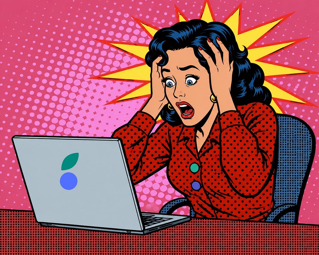 Woman is shocked to find out how her secretes were leaked through AI tools (pop art style illustration)