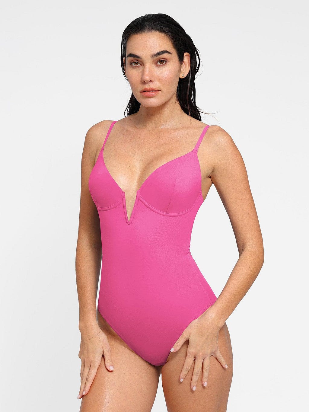 The Shapewear Swimsuit Deep V-Neck One-Piece Low-Back