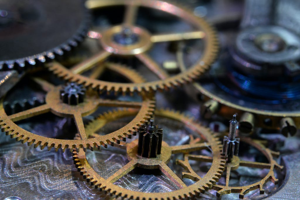 A close of image of interlocking gears