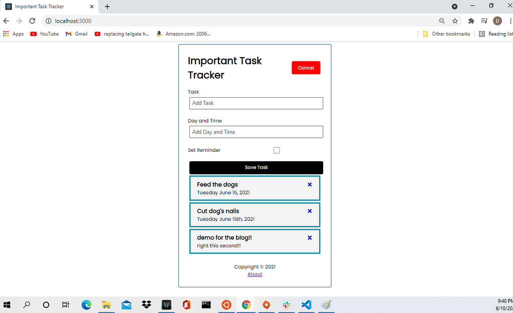 DEMO for the blog — adding a new task