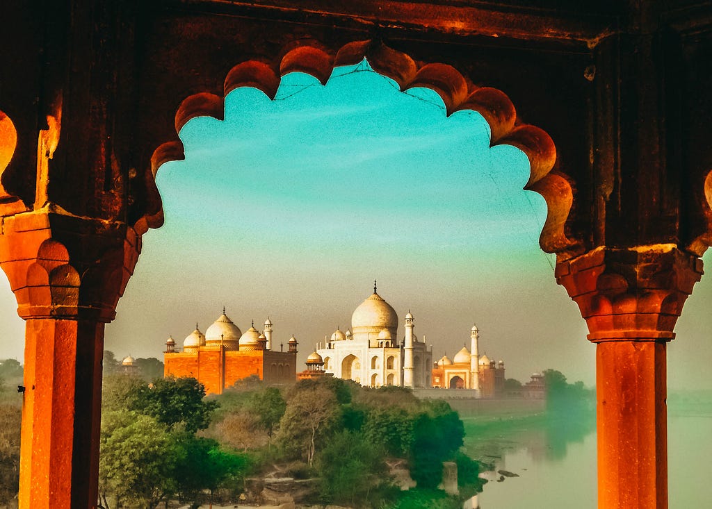Taj Mahal viewed through archway