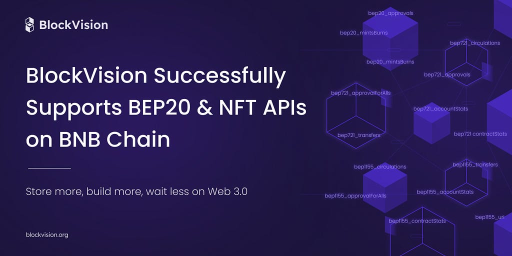 BlockVision Successfully Supports BEP20 & NFT APIs on BNB Chain