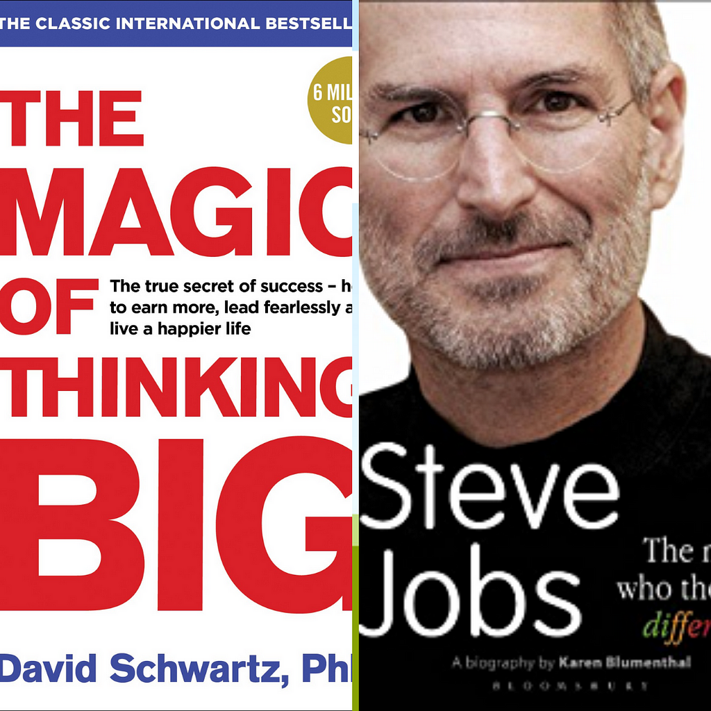The Magic of Thinking Big by David Schwatz(First book). The Biography of Steve Jobs(Second Book)