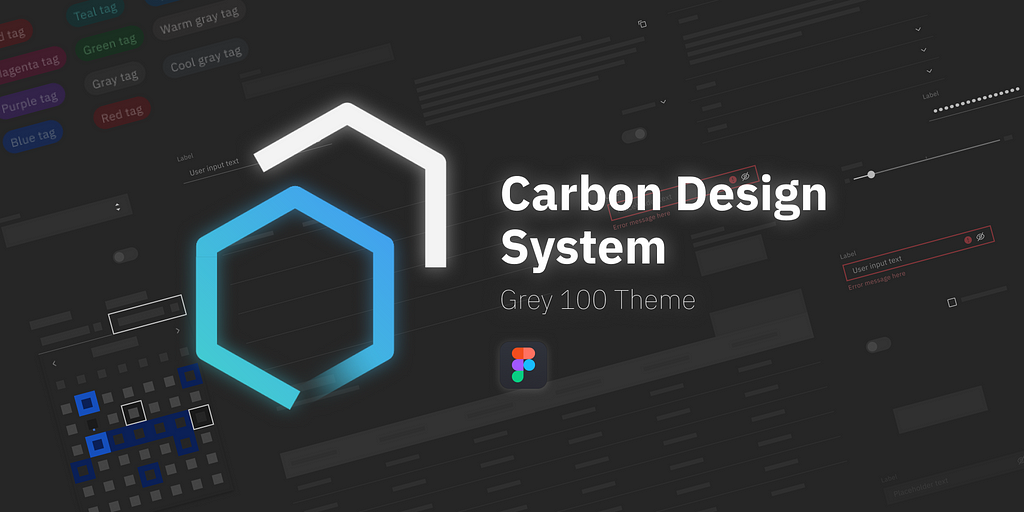 Carbon Design System logo on a black background with Figma logo