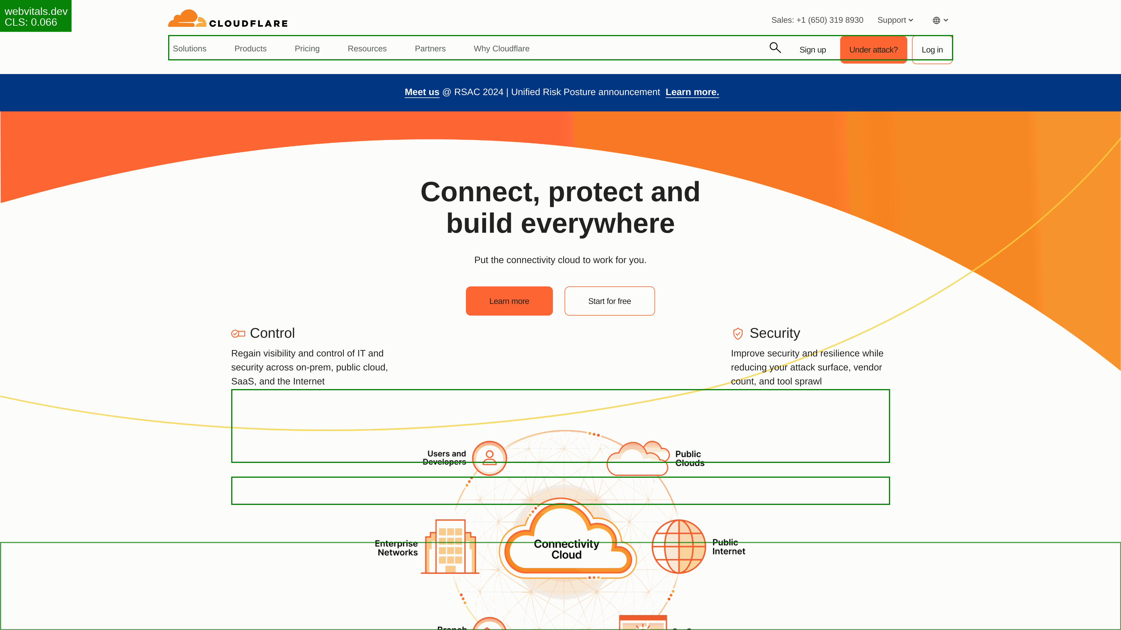 elements that generate CLS on Cloudflare.com desktop