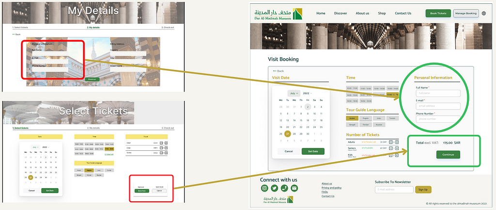 The (Booking Information) page was enhanced to include personal information “on the right”.