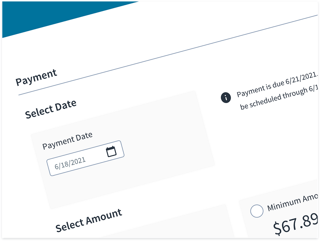 Cropped image of a payment screen that focuses on selecting a payment date.