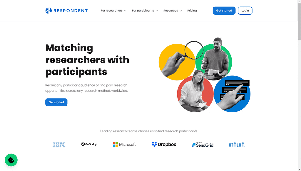 homepage of respondent.io website