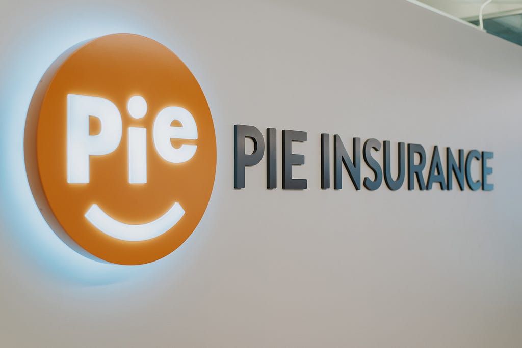 A photo of the Pie Insurance logo at its offices