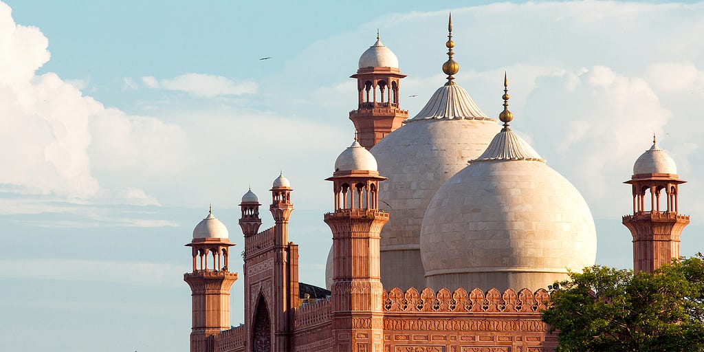 The minarets of the Badshahi Masjid; the iconic mosque located in Lahore, Pakistan.