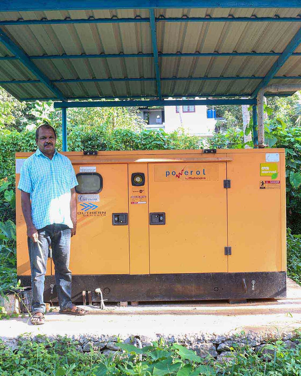 Installation of a 40 kVA orange colour generator